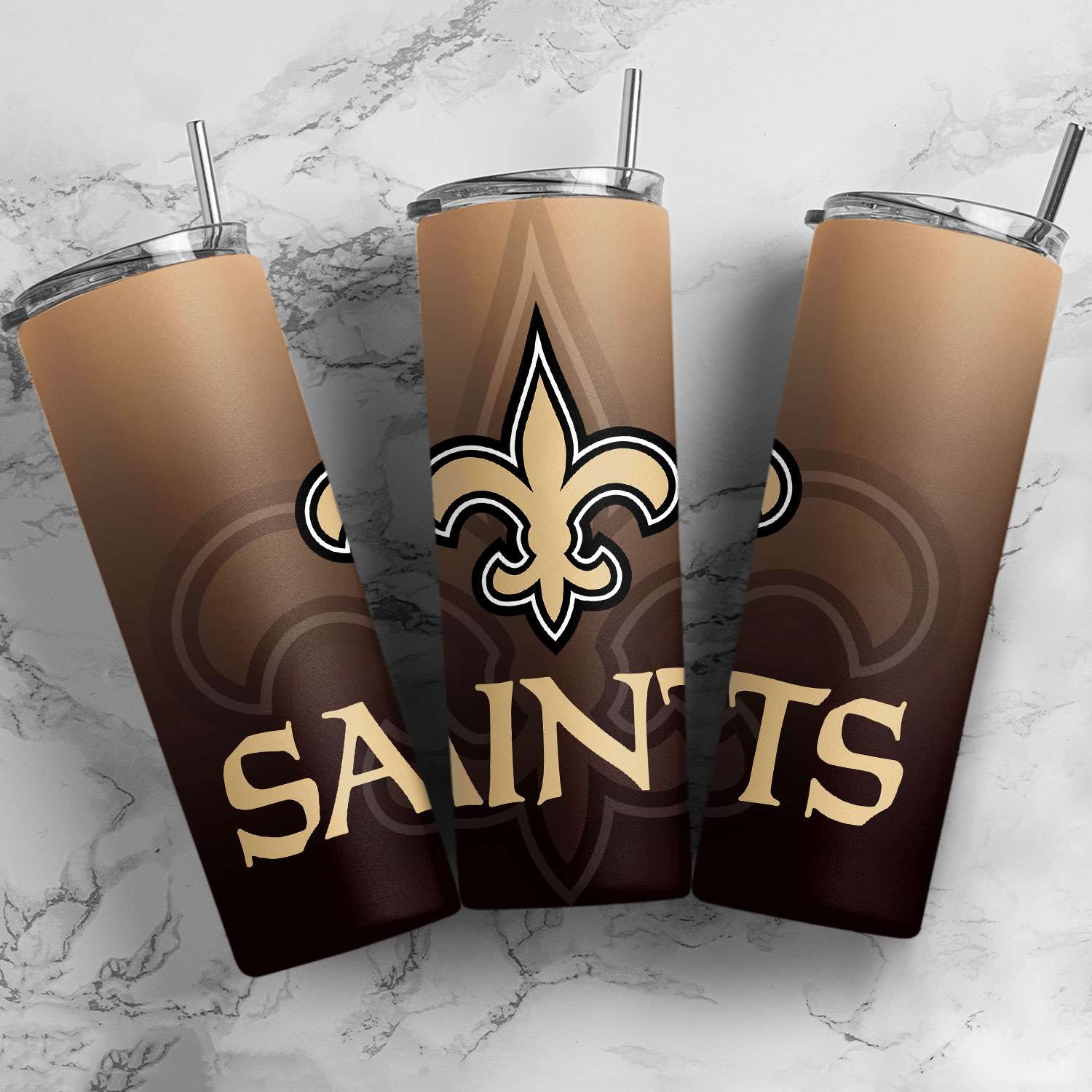 New Orleans Saints Ombre Straight Skinny Glitter Tumbler