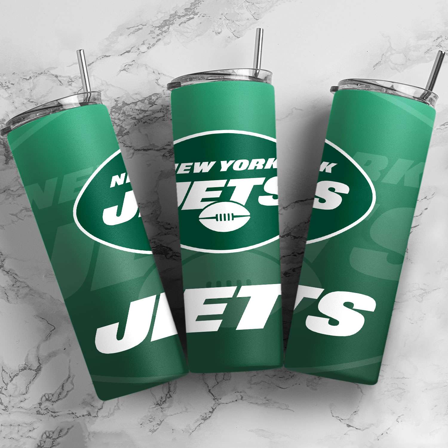 New York Jets Ombre Straight Skinny Glitter Tumbler