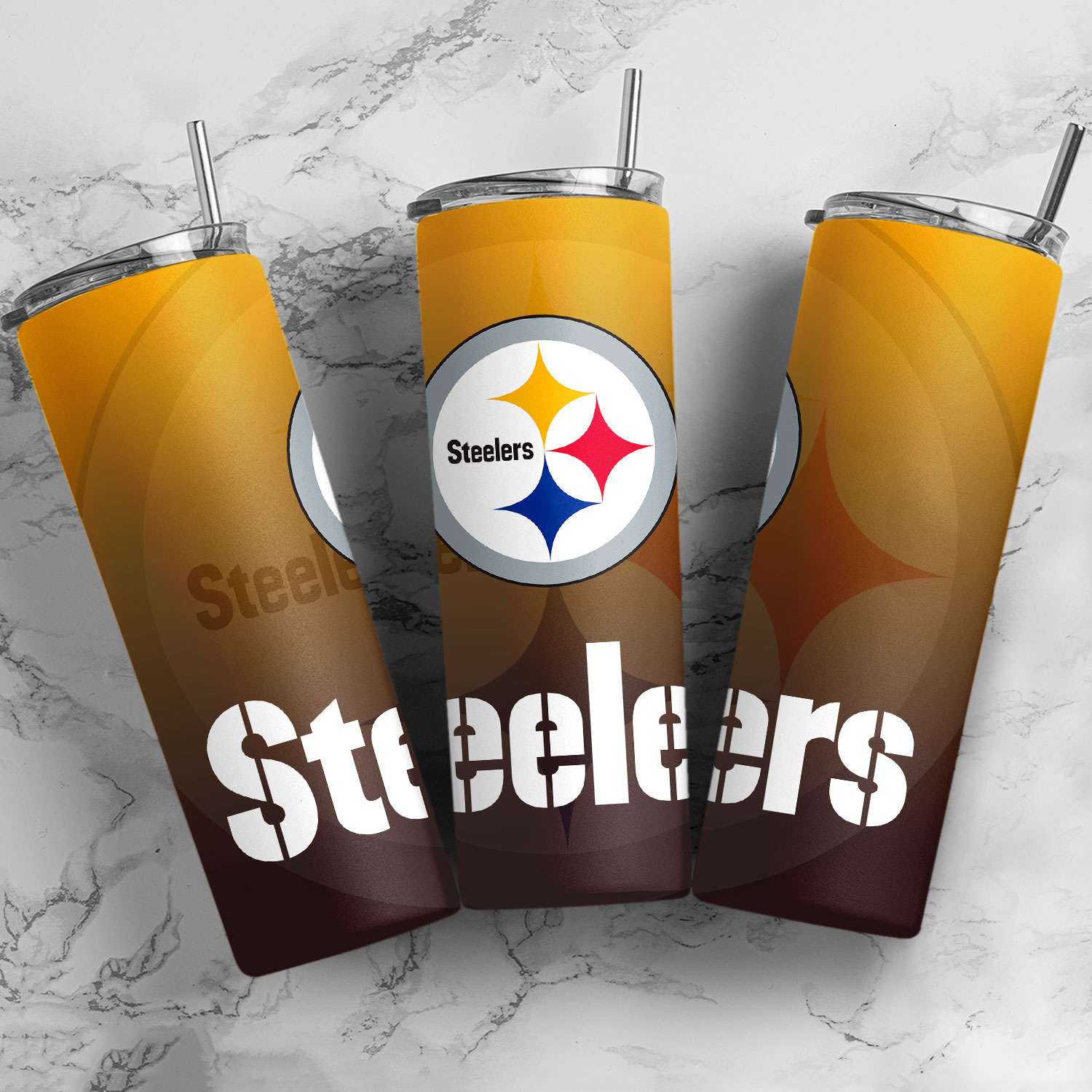 Pittsburgh Steelers Ombre Straight Skinny Glitter Tumbler