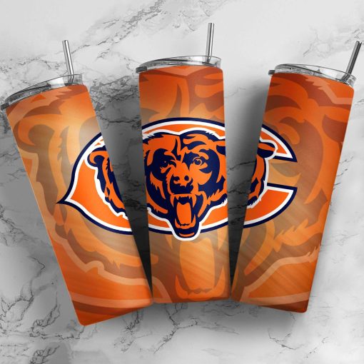 Mockup Tumbler 0 1Side TUMB0306 Chicago Bears Simple Straight Skinny Glitter Tumbler