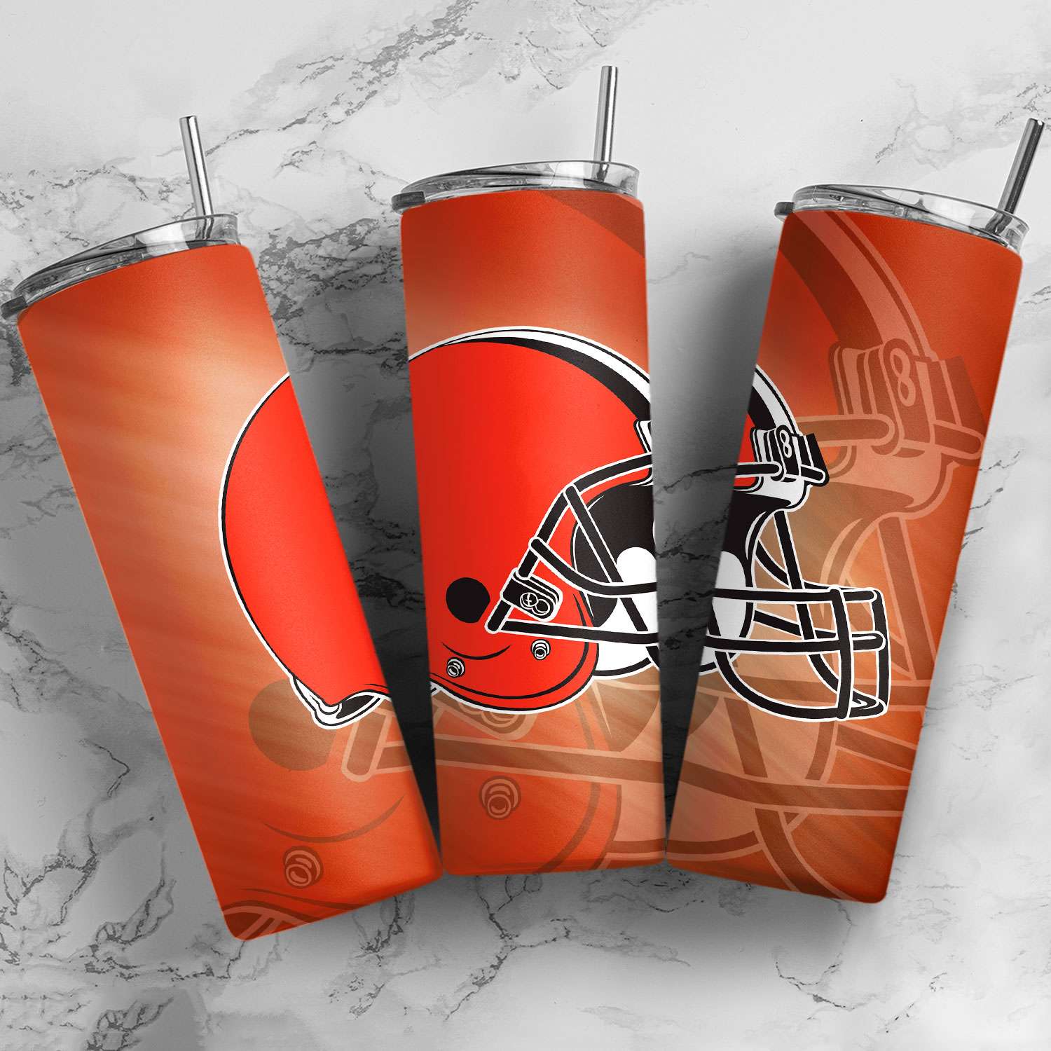 Cleveland Browns Simple Straight Skinny Glitter Tumbler