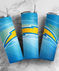 Mockup Tumbler 0 1Side TUMB0318 Los Angeles Chargers Simple Straight Skinny Glitter Tumbler