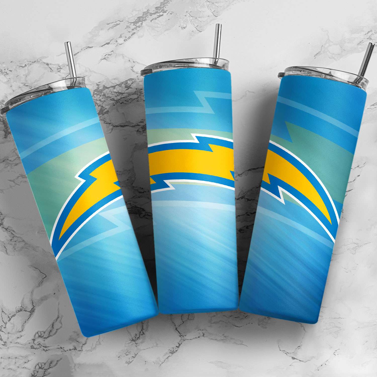 Los Angeles Chargers Simple Straight Skinny Glitter Tumbler