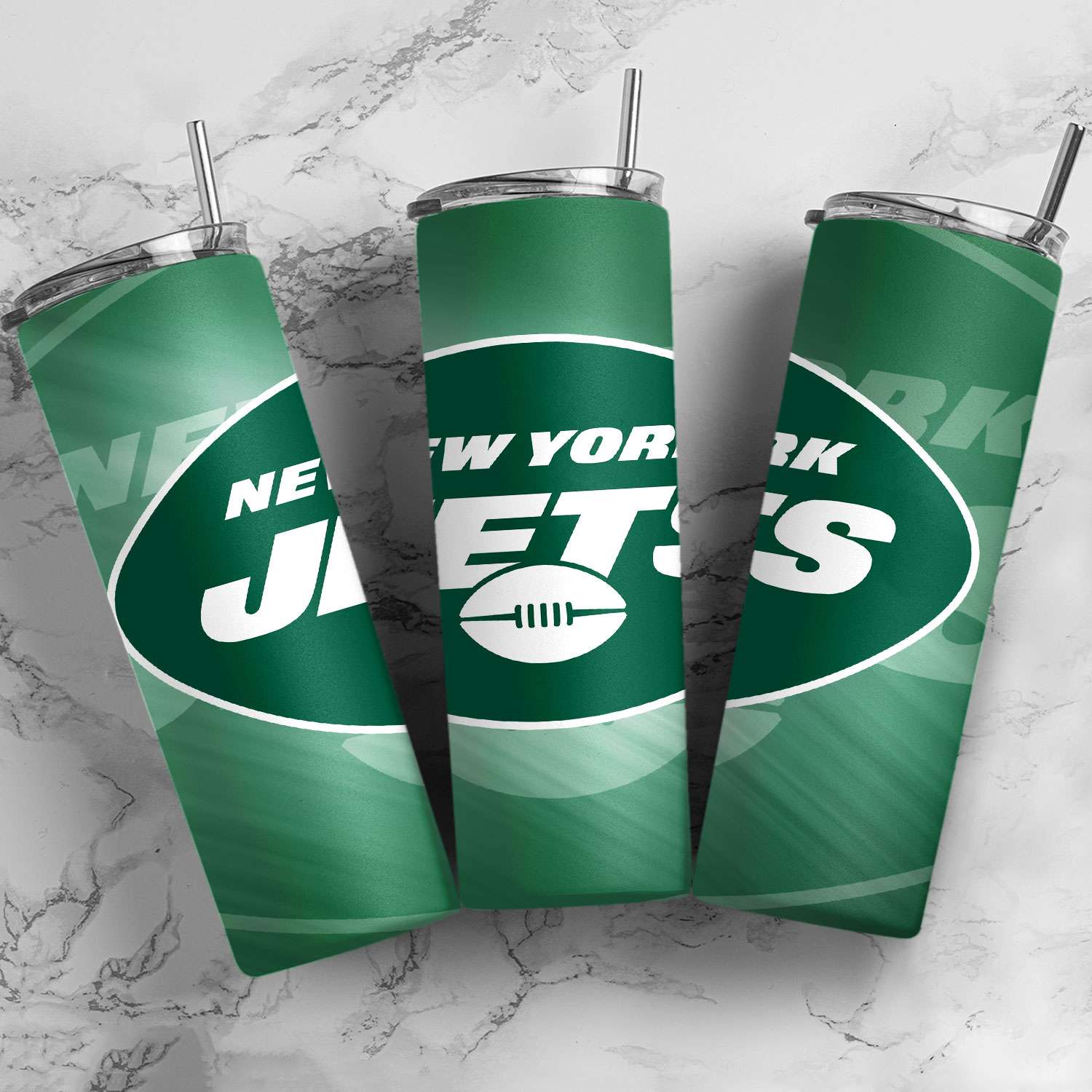 New York Jets Simple Straight Skinny Glitter Tumbler