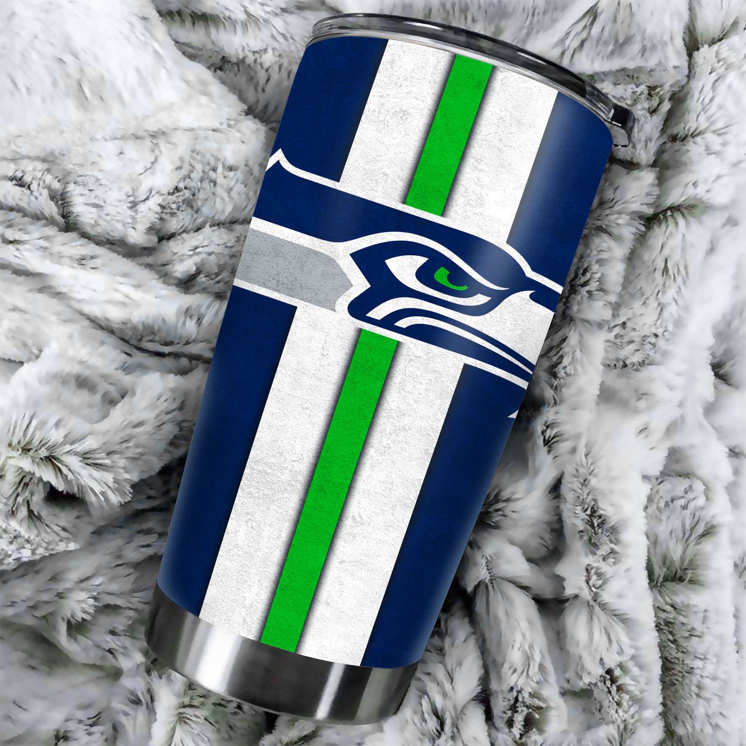 Seattle Seahawks Ombre Straight Skinny Glitter Tumbler - Cruel Ball