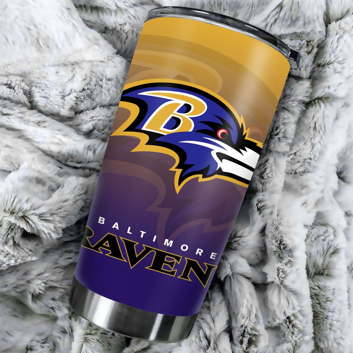 Baltimore Ravens Ombre Straight Skinny Glitter Tumbler