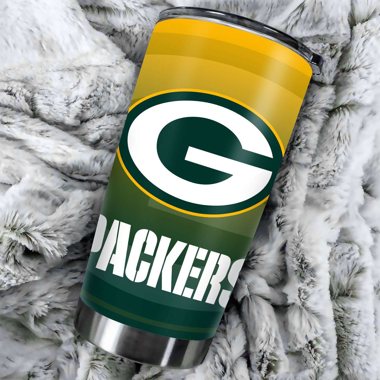 Green Bay Packers Ombre Straight Skinny Glitter Tumbler
