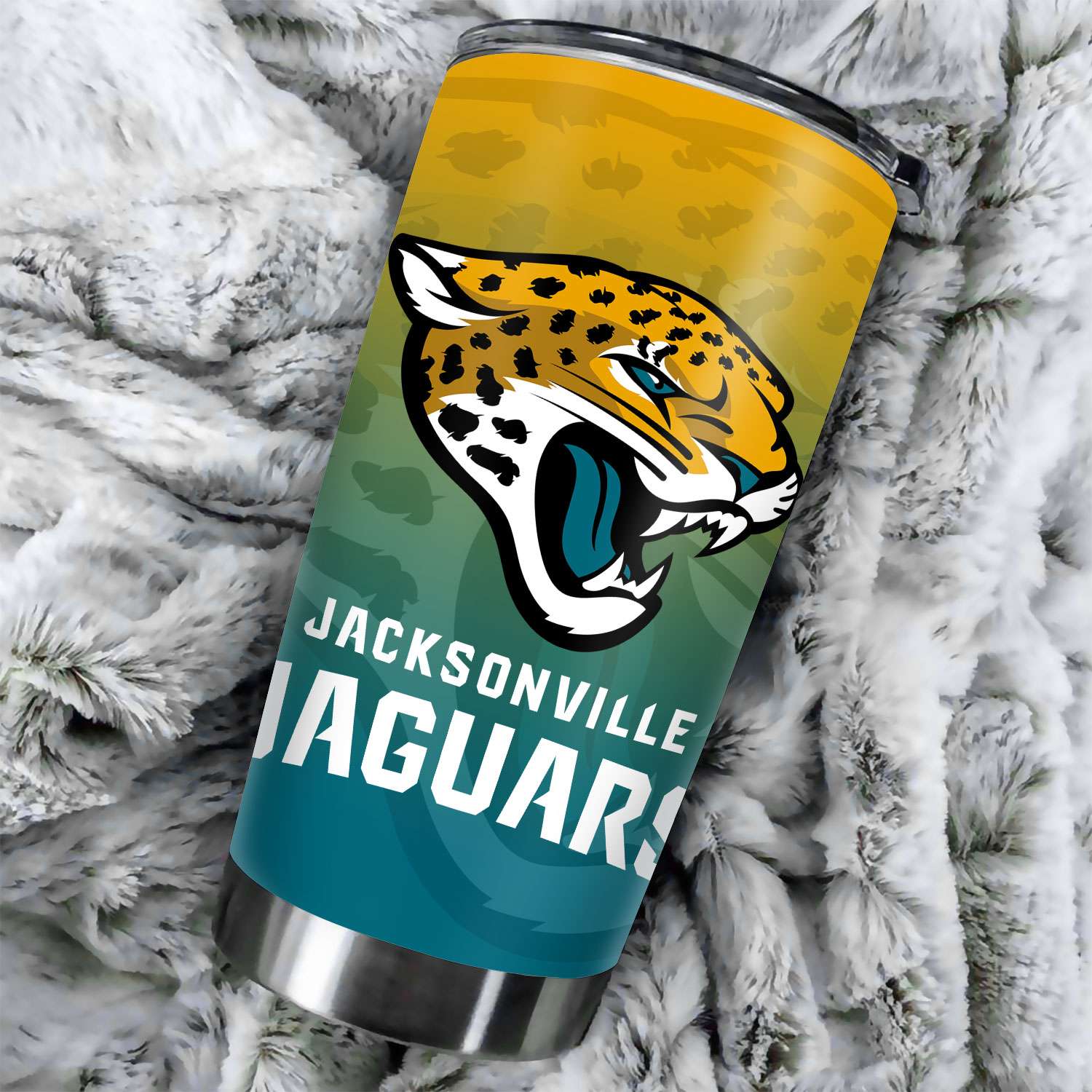 Jacksonville Jaguars Ombre Straight Skinny Glitter Tumbler