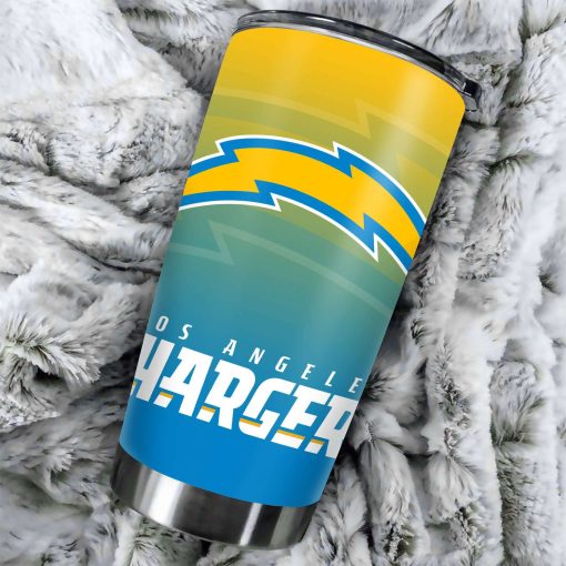 Mockup Tumbler 1 1Side TUMB0218 Los Angeles Chargers Ombre Straight Skinny Glitter Tumbler 1