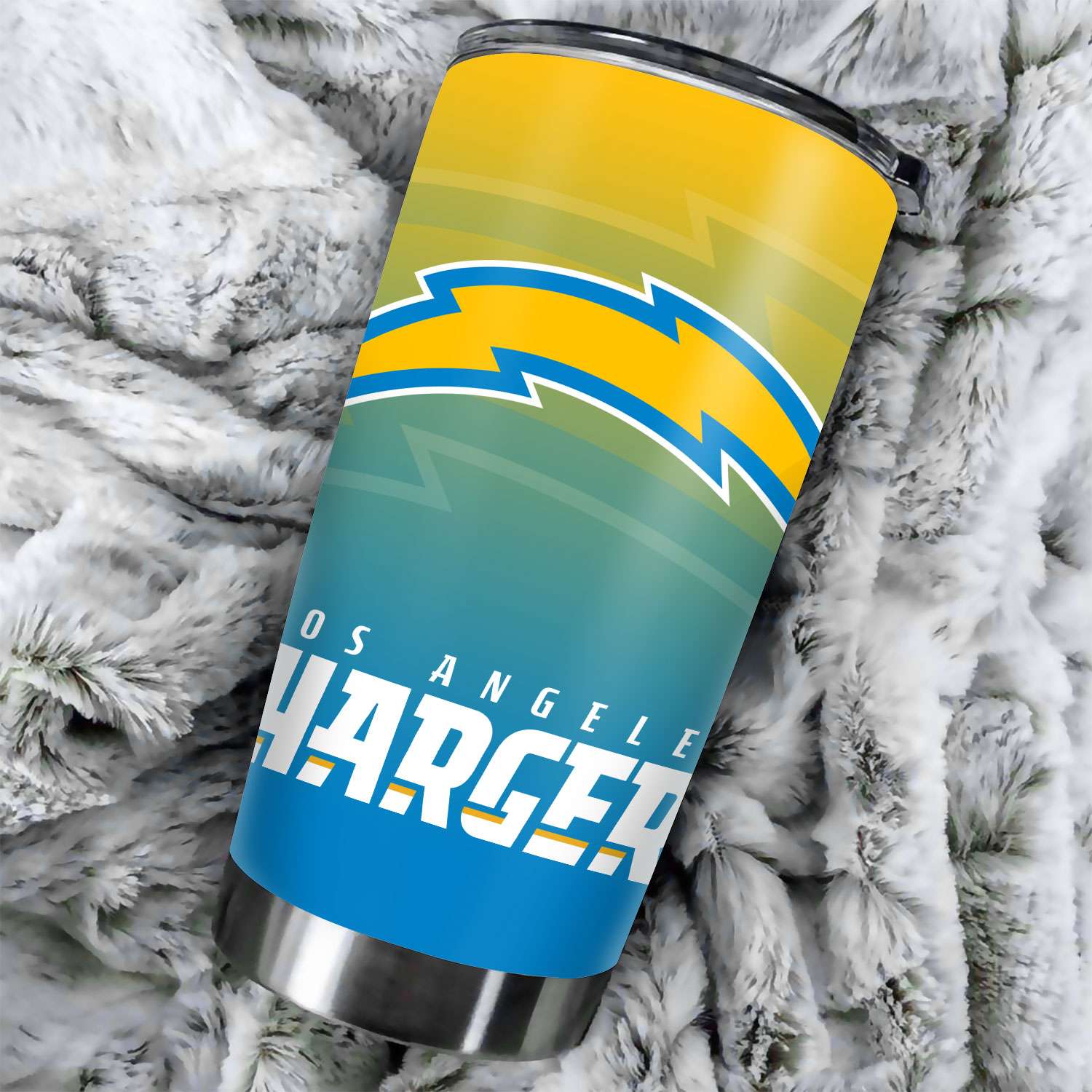 Los Angeles Chargers Ombre Straight Skinny Glitter Tumbler