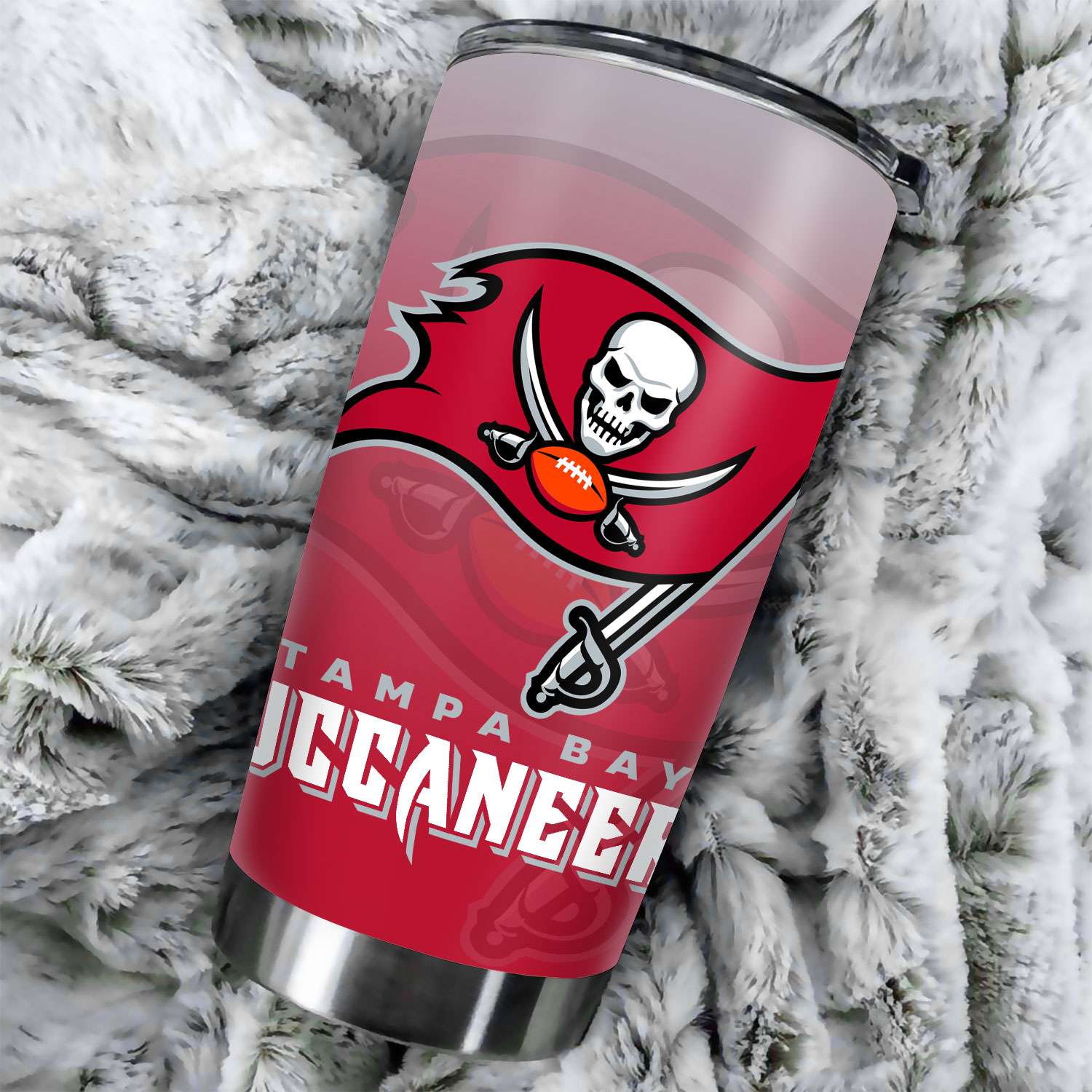 Tampa Bay Buccaneers Ombre Straight Skinny Glitter Tumbler