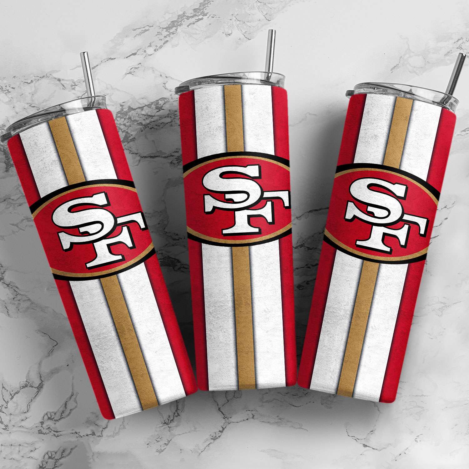 San Francisco 49ers Vintage Straight Skinny Glitter Tumbler