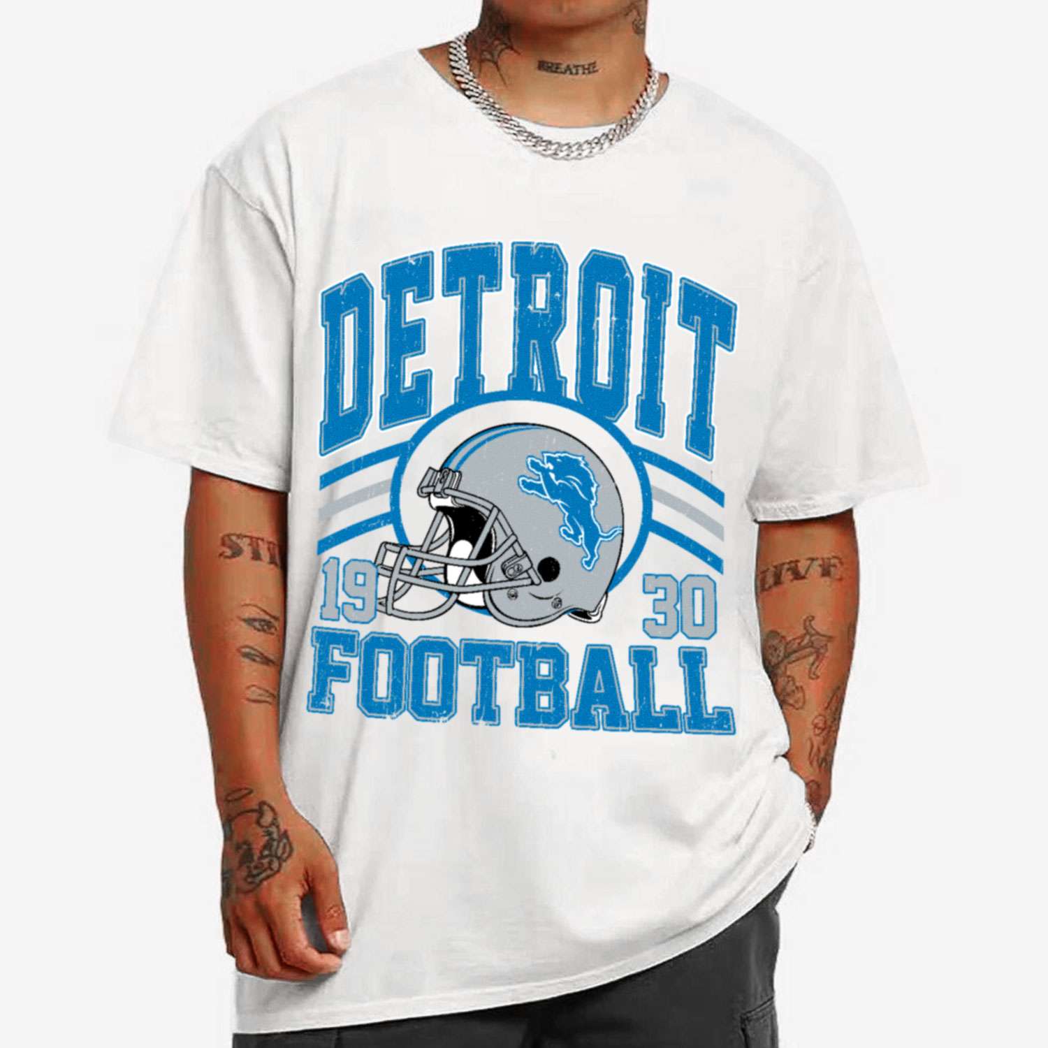 Vintage Sunday Helmet Football Detroit Lions T-Shirt