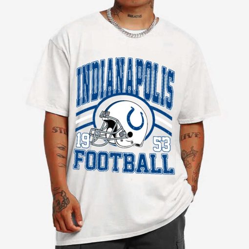 T Shirt MEN 1 DSHLM14 Vintage Sunday Helmet Football Indianapolis Colts T Shirt
