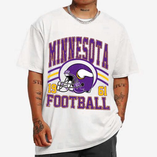 T Shirt MEN 1 DSHLM21 Vintage Sunday Helmet Football Minnesota Vikings T Shirt