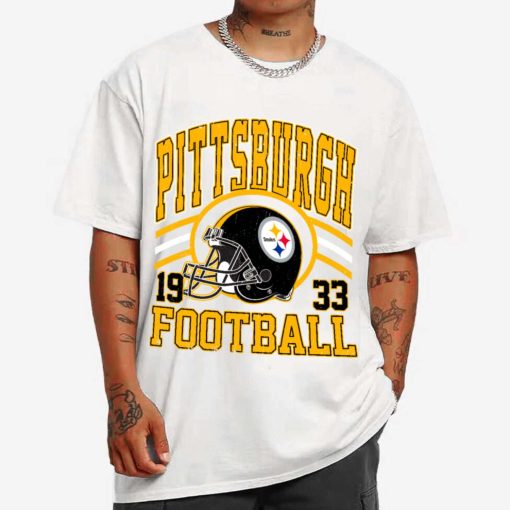 T Shirt MEN 1 DSHLM27 Vintage Sunday Helmet Football Pittsburgh Steelers T Shirt