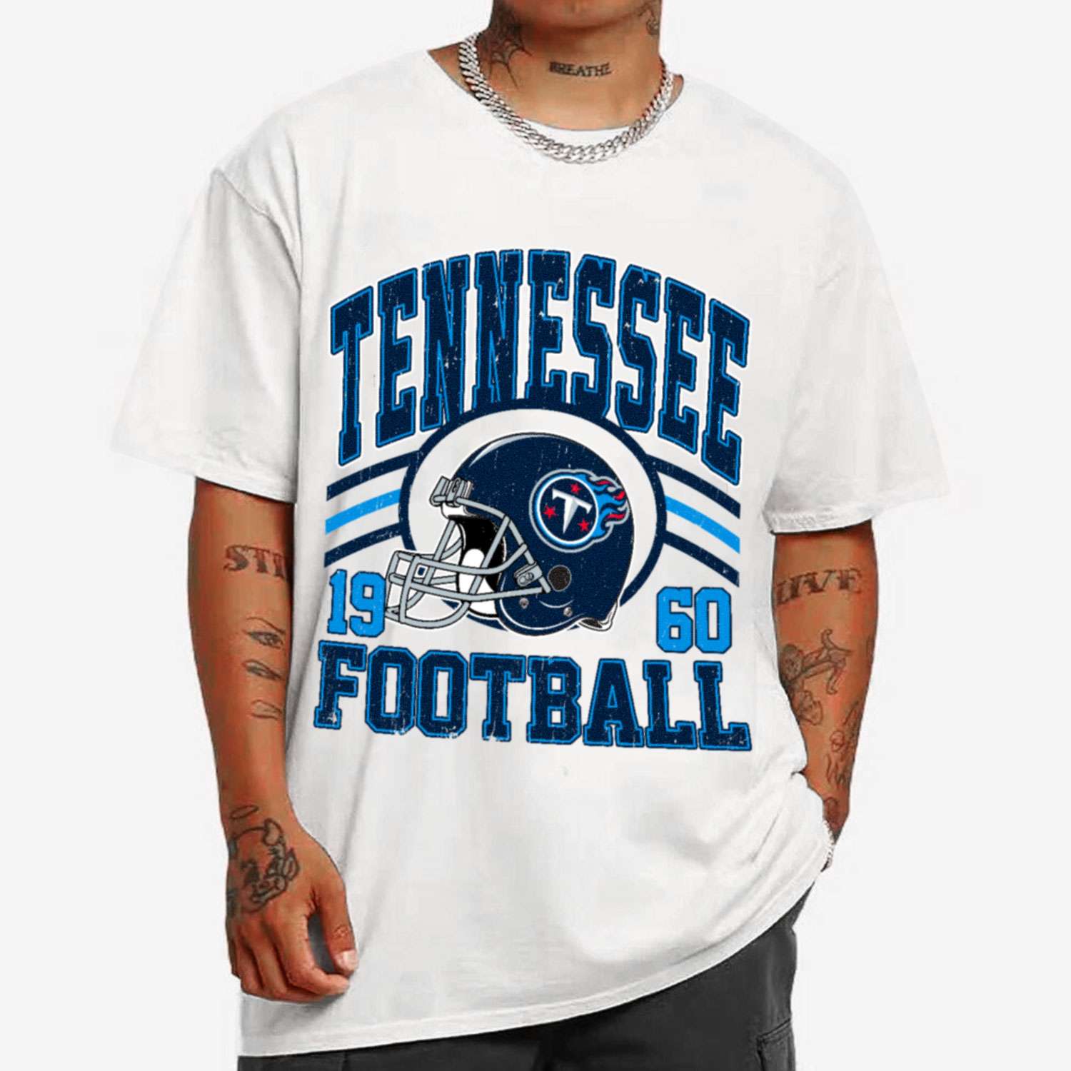 Vintage Sunday Helmet Football Tennessee Titans T-Shirt