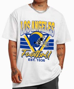 T Shirt MEN White TS0203 Rams Helmets NFL Sunday Retro Los Angeles Rams T Shirt