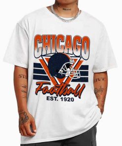 T Shirt MEN White TS0207 Chicago Helmets NFL Sunday Retro Chicago Bears T Shirt