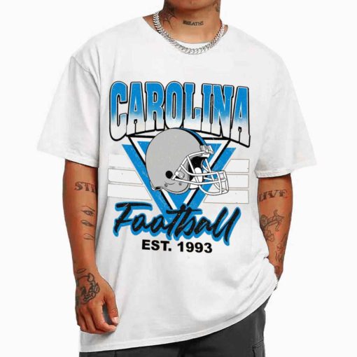 T Shirt MEN White TS0211 Carolina Helmets NFL Sunday Retro Carolina Panthers T Shirt