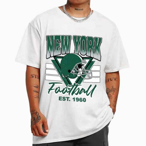 T Shirt MEN White TS0212 Jets Helmets NFL Sunday Retro New York Jets T Shirt