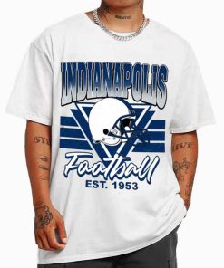 T Shirt MEN White TS0213 Indianapolis Helmets NFL Sunday Retro Indianapolis Colts T Shirt