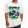T Shirt MEN White TS0214 Seattle Helmets NFL Sunday Retro Seattle Seahawks T Shirt