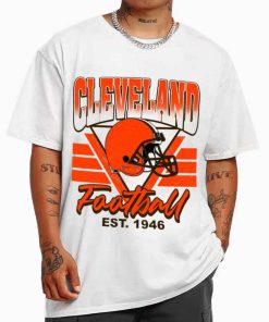 T Shirt MEN White TS0215 Cleveland Helmets NFL Sunday Retro Cleveland Browns T Shirt
