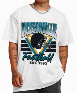 T Shirt MEN White TS0216 Jacksonville Helmets NFL Sunday Retro Jacksonville Jaguars T Shirt
