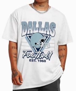 T Shirt MEN White TS0217 Dallas Helmets NFL Sunday Retro Dallas Cowboys T Shirt