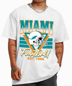 T Shirt MEN White TS0218 Miami Helmets NFL Sunday Retro Miami Dolphins T Shirt