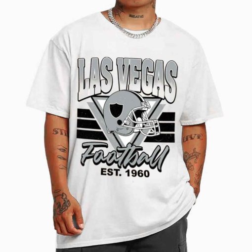 T Shirt MEN White TS0220 Las Vegas Helmets NFL Sunday Retro Las Vegas Raiders T Shirt