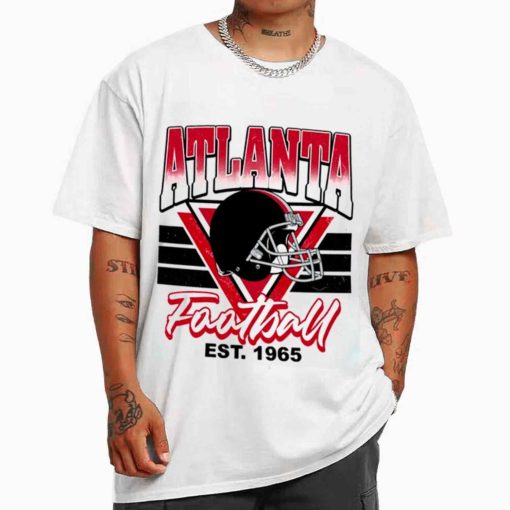 T Shirt MEN White TS0223 Atlanta Helmets NFL Sunday Retro Atlanta Flacons T Shirt