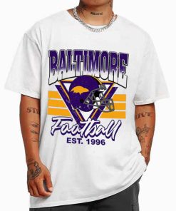 T Shirt MEN White TS0224 Baltimore Helmets NFL Sunday Retro Baltimore Ravens T Shirt