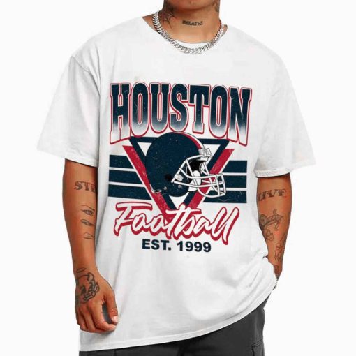 T Shirt MEN White TS0226 Houston Helmets NFL Sunday Retro Houston Texans T Shirt