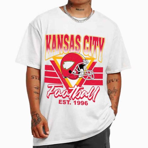 T Shirt MEN White TS0227 Kansas City Helmets NFL Sunday Retro Kansas City Chiefs T Shirt