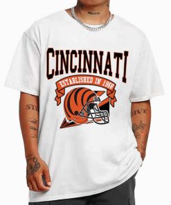 T Shirt MEN White TS0303 Cincinnati Established In 1968 Vintage Football Team Cincinnati Bengals T Shirt