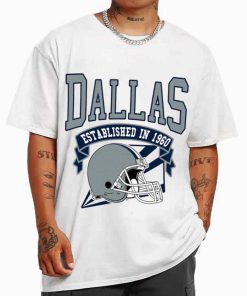 T Shirt MEN White TS0304 Dallas Established In 1960 Vintage Football Team Dallas Cowboys T Shirt