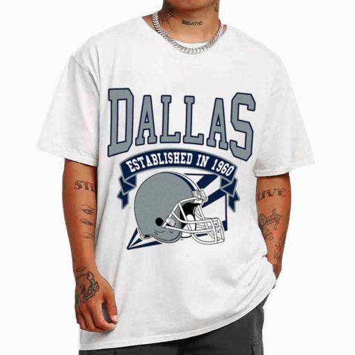 T Shirt MEN White TS0304 Dallas Established In 1960 Vintage Football Team Dallas Cowboys T Shirt