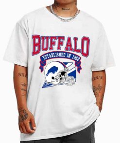 T Shirt MEN White TS0306 Buffalo Established In 1960 Vintage Football Team Buffalo Bills T Shirt