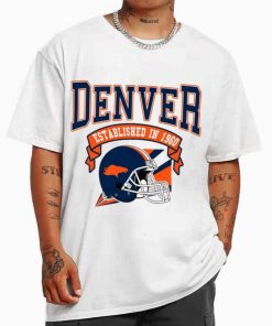 T Shirt MEN White TS0307 Denver Established In 1960 Vintage Football Team Denver Broncos T Shirt