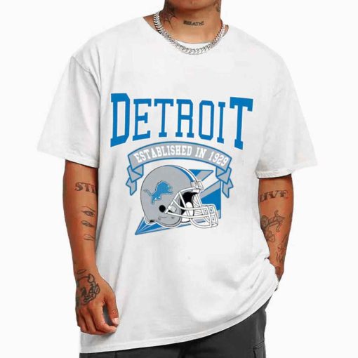 T Shirt MEN White TS0310 Detroit Established In 1929 Vintage Football Team Detroit Lions T Shirt