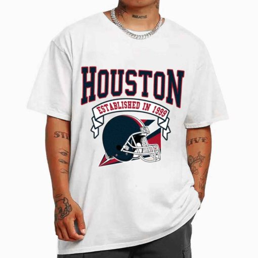 T Shirt MEN White TS0312 Houston Established In 1999 Vintage Football Team Houston Texans T Shirt