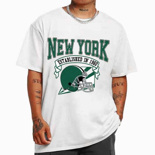 T Shirt MEN White TS0316 New York Established In 1960 Vintage Football Team New York Jets T Shirt