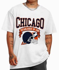 T Shirt MEN White TS0317 Chicago Established In 1920 Vintage Football Team Chicago Bears T Shirt