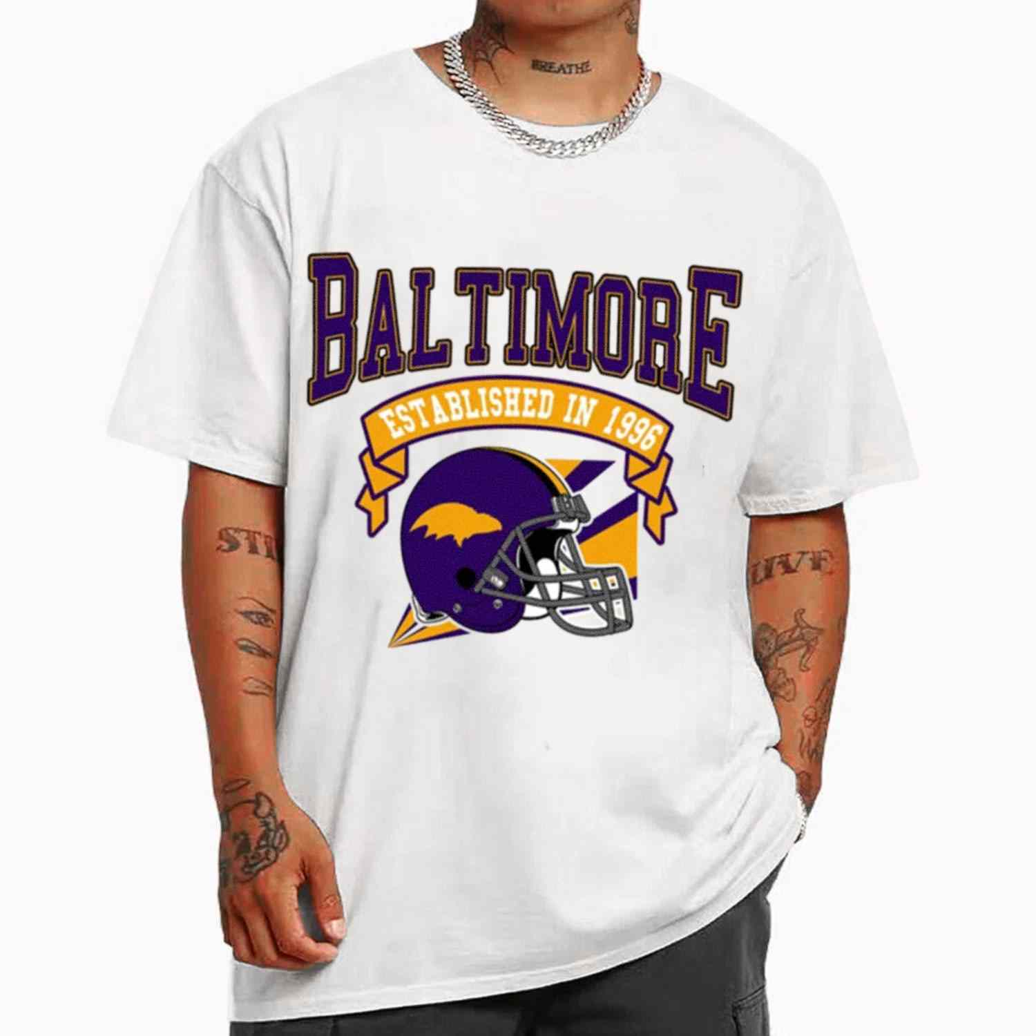Vintage Football Team Baltimore Ravens Established In 1996 T-Shirt