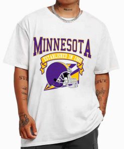 T Shirt MEN White TS0319 Minnesota Established In 1960 Vintage Football Team Minnesota Vikings T Shirt