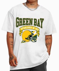 T Shirt MEN White TS0322 Green Bay Established In 1919 Vintage Football Team Green Bay Packers T Shirt