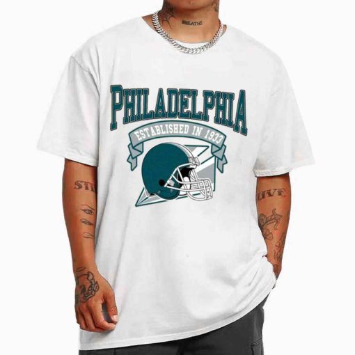 T Shirt MEN White TS0327 Philadelphia Established In 1933 Vintage Football Team Philadelphia Eagles T Shirt