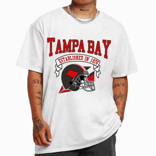 T Shirt MEN White TS0328 Tampa Bay Established In 1976 Vintage Football Team Tampa Bay Buccaneers T Shirt
